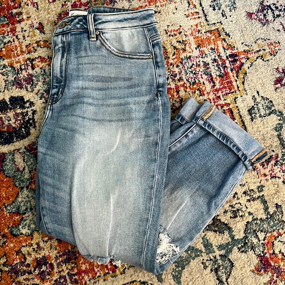 KanCan Distressed Mom Jeans